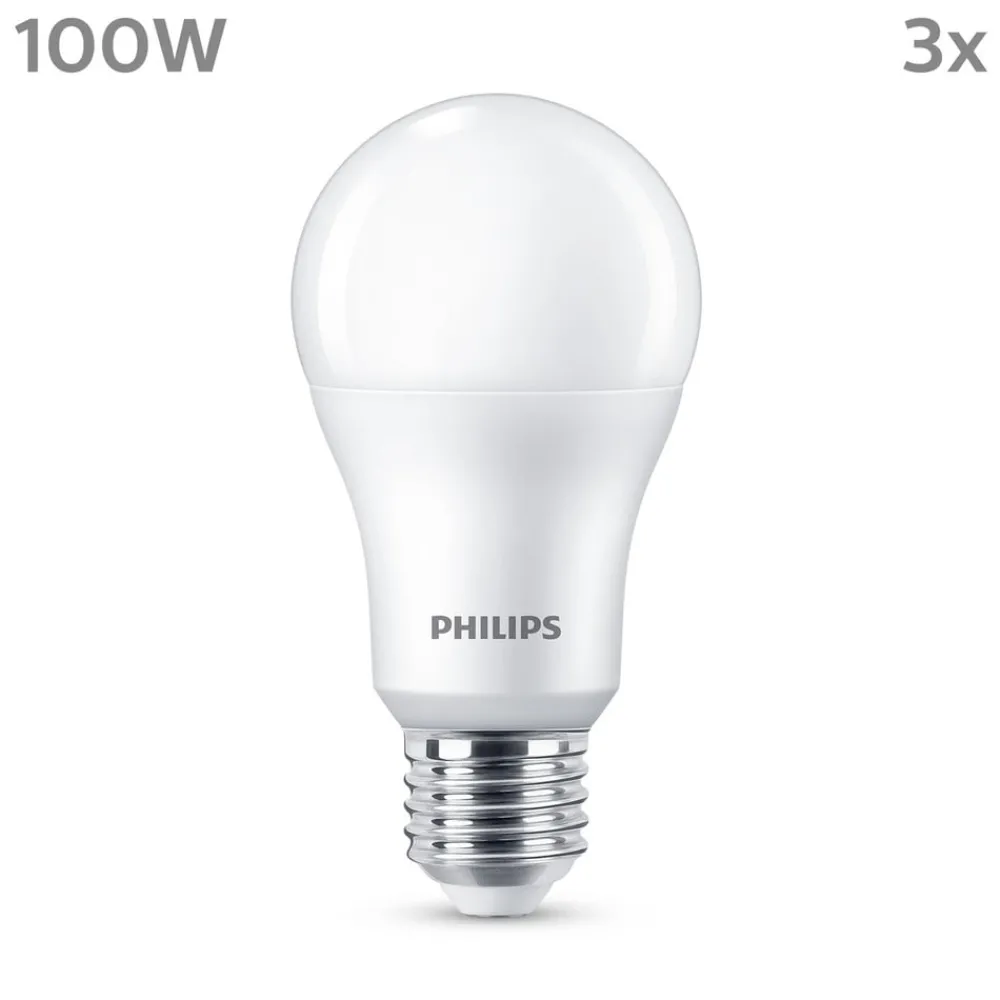 Philips LED-pære E27, 13W 1521lm 2 700 K matt 3stk| E27 Pærer|Led-Pærer