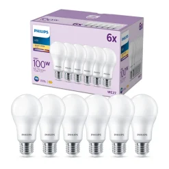 Philips LED-pære E27, 13W 1521lm 2 700 K matt 6stk Online