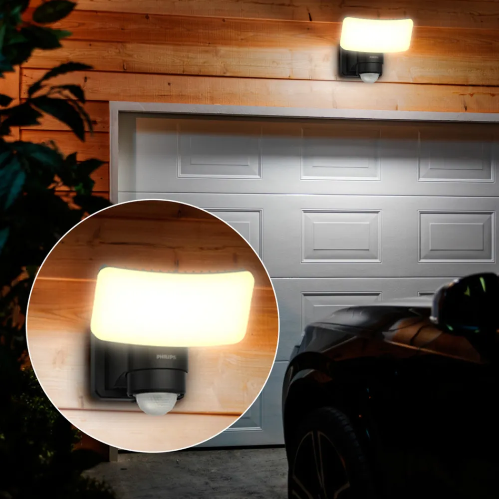 Philips LED-solcelledrevet utendørs spot Tylus, svart 3000K sensor New