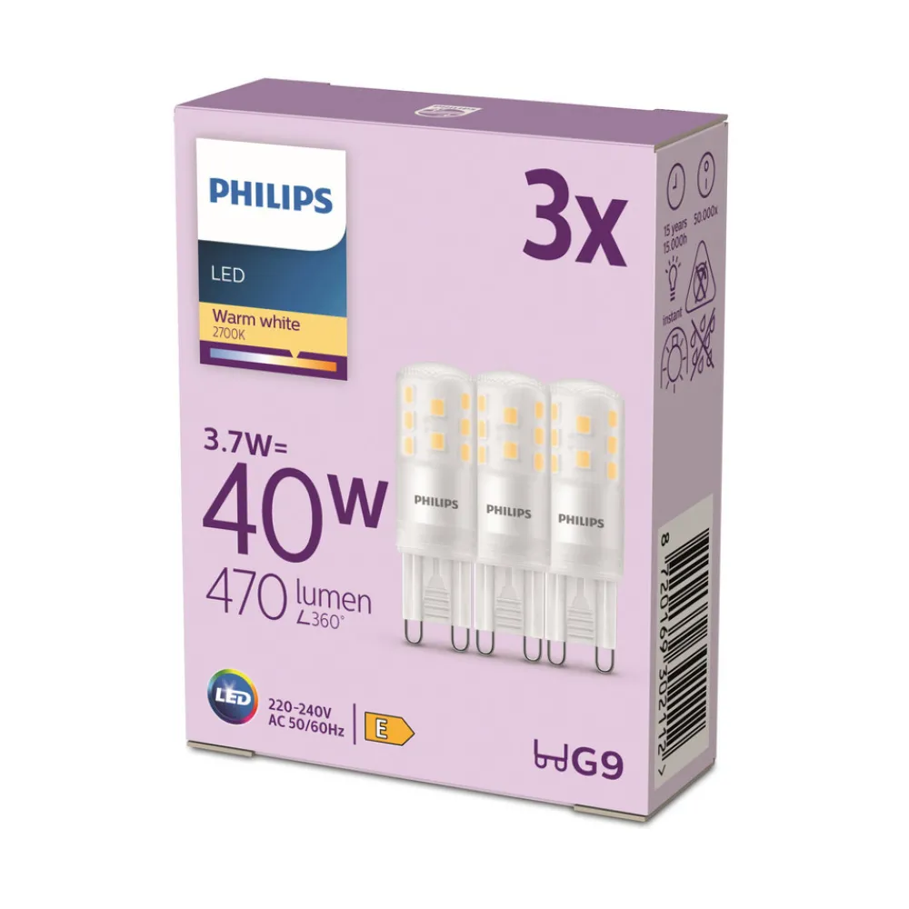 Philips LED-stiftpære G9 3,7W 470lm 2700K matt 3-pak Best