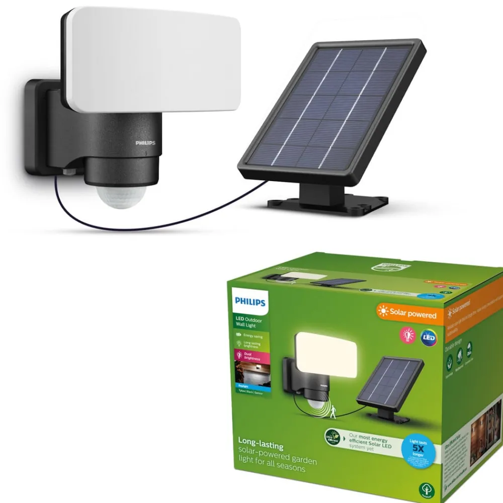 Philips LED-utendørs spot Tylus, svart 5.000K sensor| Solcellelamper Med Sensor|Solcellelamper