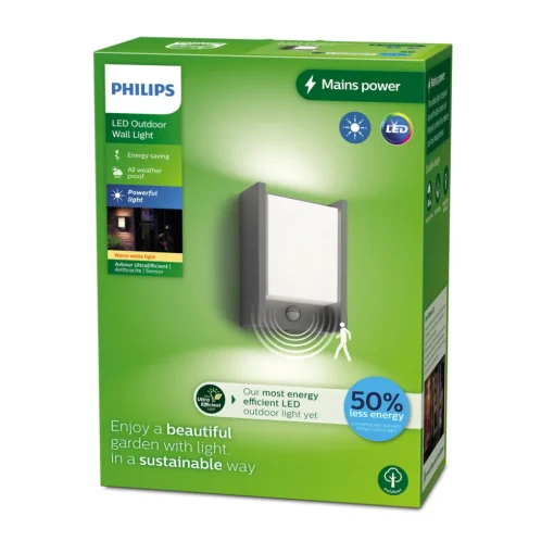 Philips LED-vegglampe Arbour UE, sensor, 2 700 K Hot