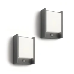 Philips LED-vegglampe Arbour UE, 2-pak, sensor, 2700 K| Vegglamper Med Sensor|Utebelysning Med Sensor
