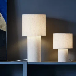 PR Home bordlampe Leah, beige, høyde 28 cm, tekstil Discount