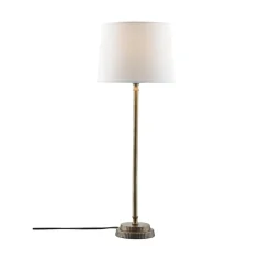 PR Home Kent bordlampe, hvit/messing, konisk skjerm| Bordlamper
