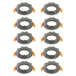 PRIOS innfelt taklampe Fibur, mørkegrå, Ø8cm, sett med 10 stk| Downlights