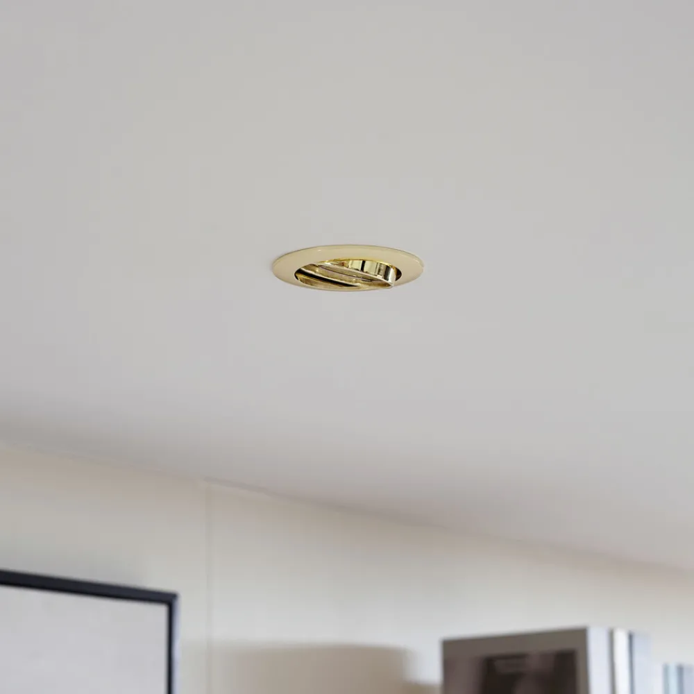 PRIOS innfelt taklampe Fibur, gull, aluminium, Ø 8,2 cm Clearance