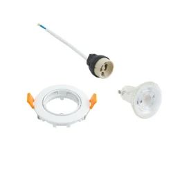 PRIOS innfelt taklampe Fibur, hvit, aluminium, Ø 8,2 cm| Downlights|Spotter I Tak