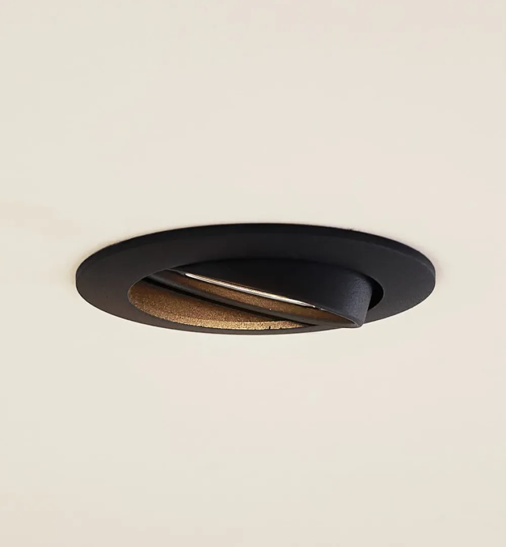 PRIOS innfelt taklampe Fibur, svart, aluminium, Ø 8,2 cm New