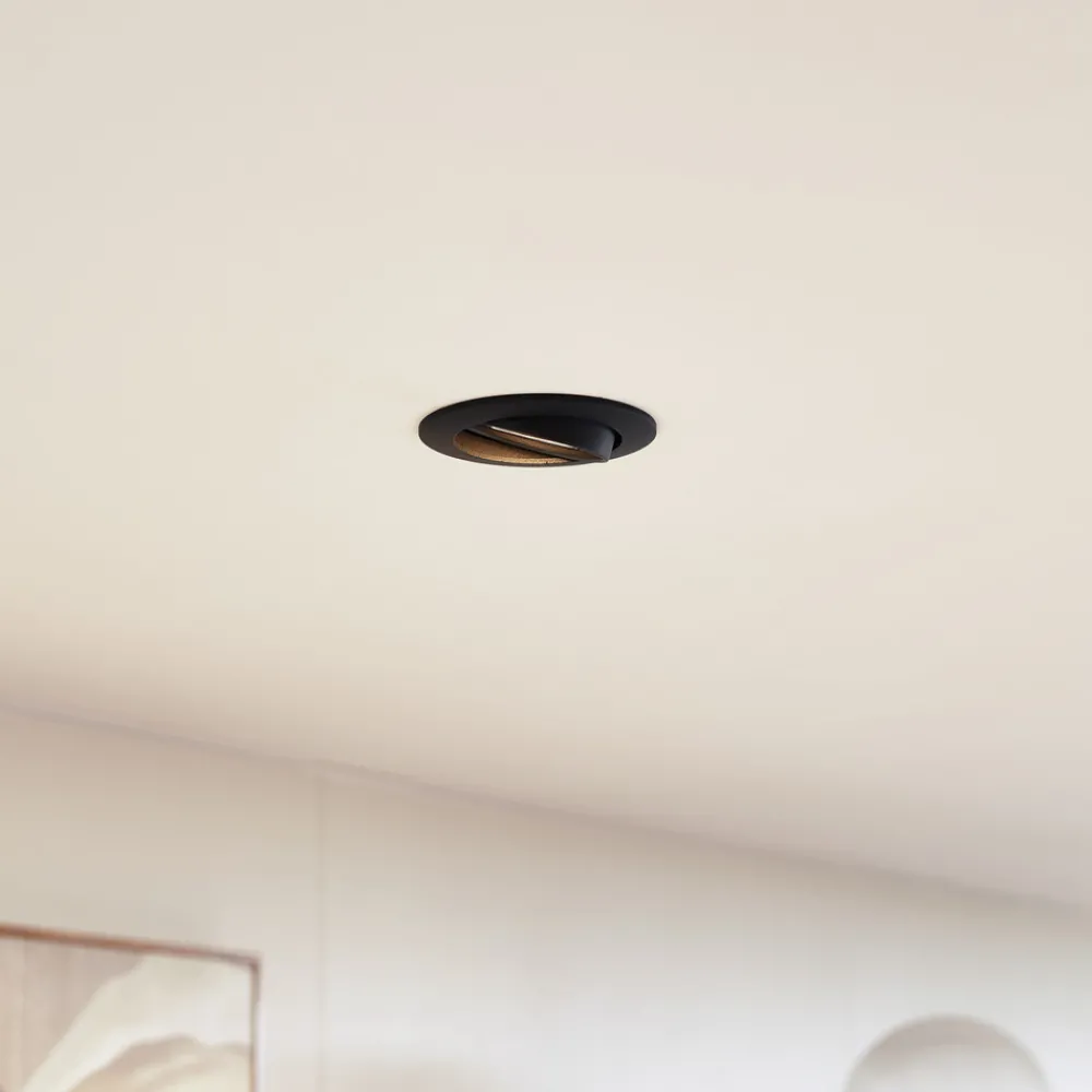 PRIOS innfelt taklampe Fibur, svart, aluminium, Ø 8,2 cm New