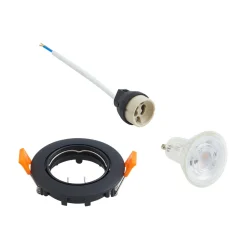 PRIOS innfelt taklampe Fibur, svart, aluminium, Ø 8,2 cm New