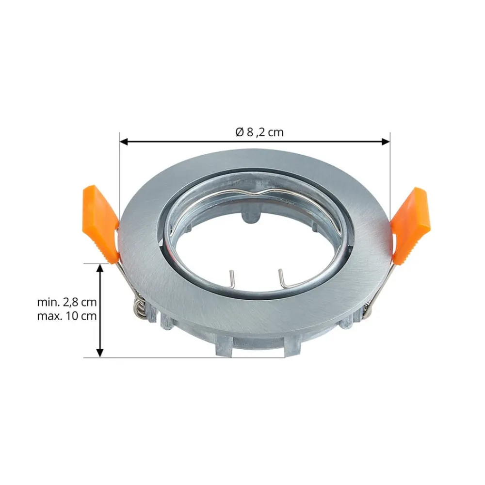 PRIOS innfelt taklampe Fibur, grå, aluminium, Ø 8,2 cm| Downlights