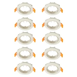 PRIOS innfelt taklampe Fibur, beige, sink, Ø 8,2 cm, 10 stk| Downlights|Spotter I Tak