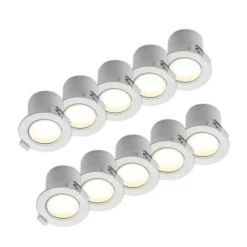 PRIOS LED innbyggingslampe Shima, hvit, 9W, 3000K, 10stk, dimbar| Downlights