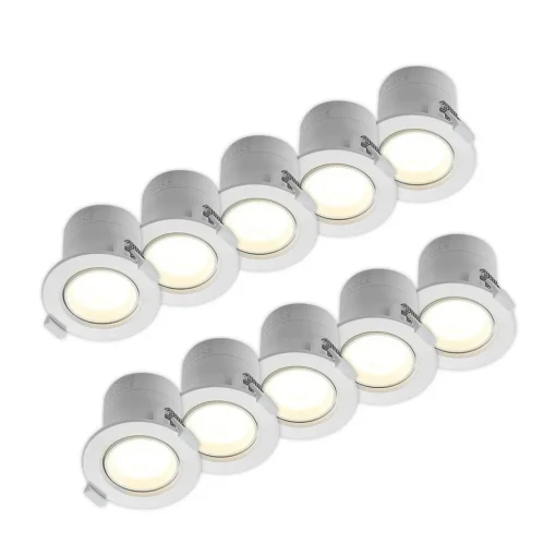 PRIOS LED innbyggingslampe Shima, hvit, 9W, 3000K, 10stk, dimbar| Downlights