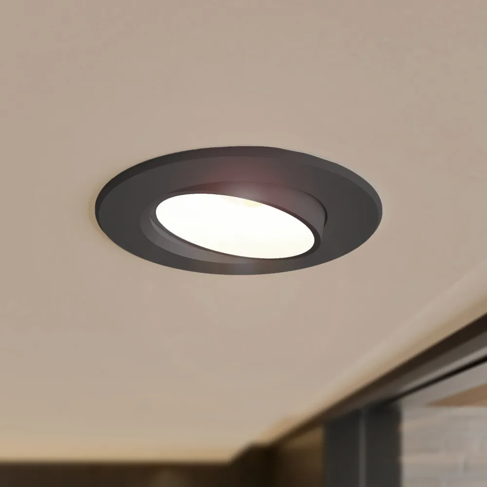 PRIOS LED innfellingslampe Shima, svart, 9 W, 3000K, dimbar Outlet