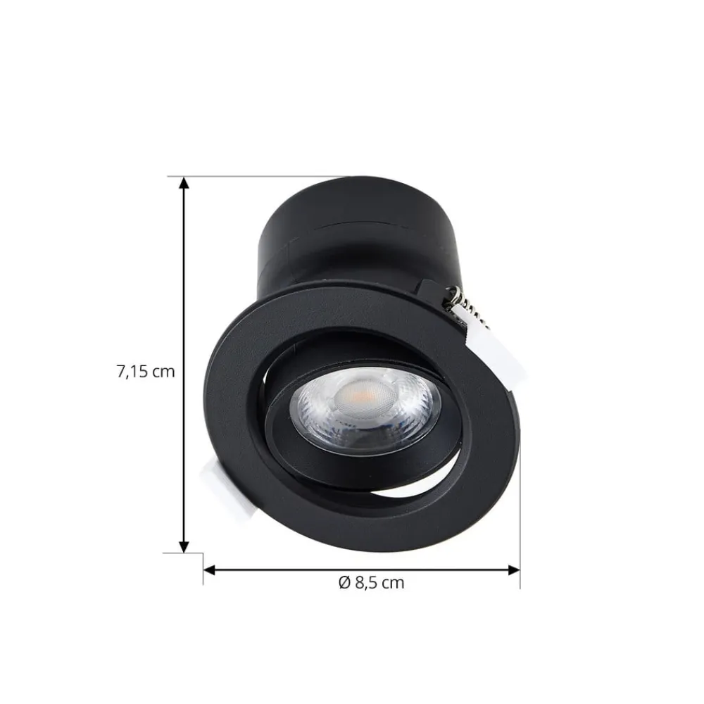 PRIOS LED innfellingslampe Shima, svart, 9 W, 3000K, dimbar Outlet
