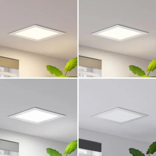 PRIOS LED innfelt lampe Helina, sølv, 22 cm, 18 W, dimbar| Butikkbelysning|Kontorbelysning
