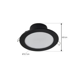 PRIOS LED innfelt spot Rida, svart, 14,5 cm, 12 W, CCT