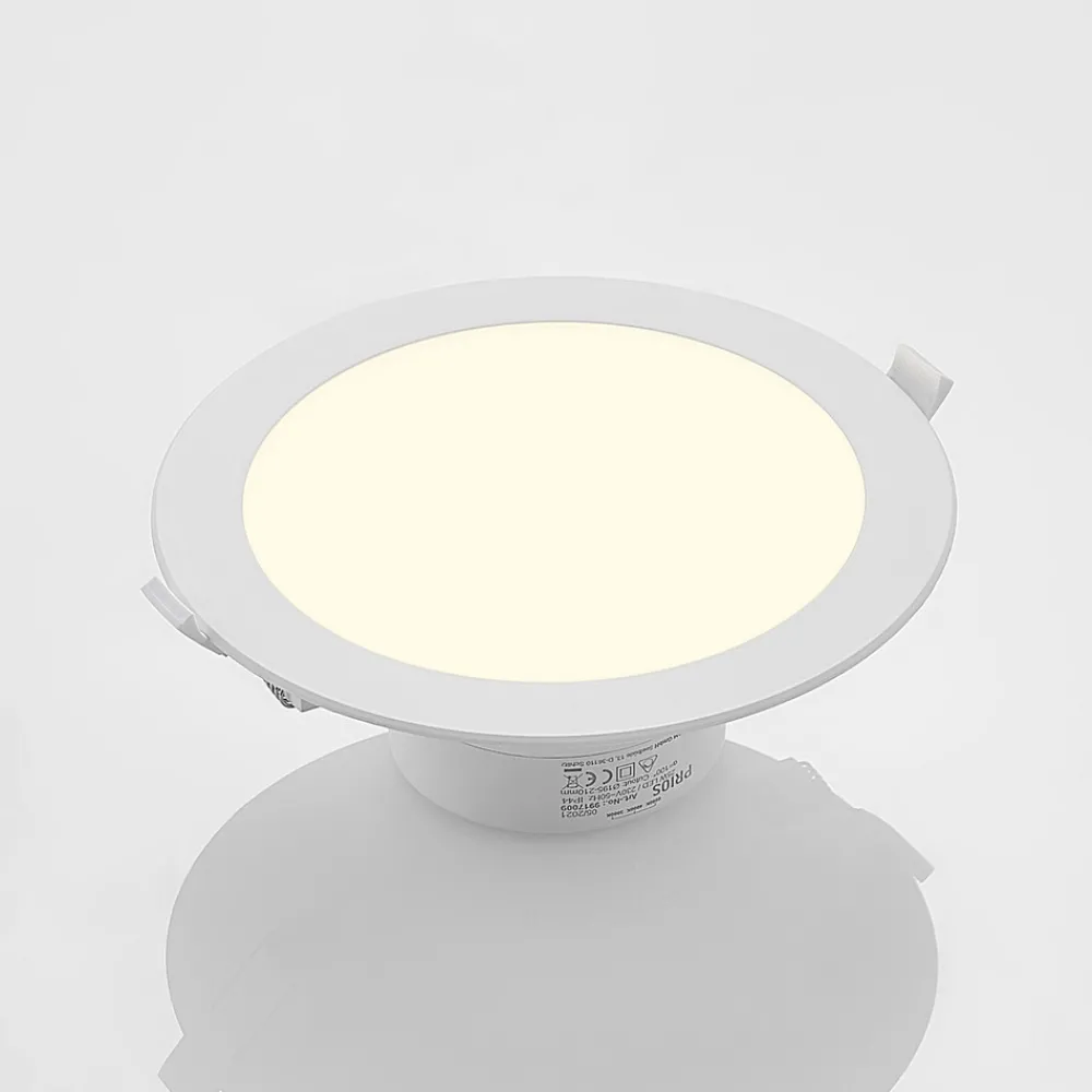 PRIOS LED innfelt spot Rida, hvit. Ø 23 cm, 25W, CCT, IP44 Clearance