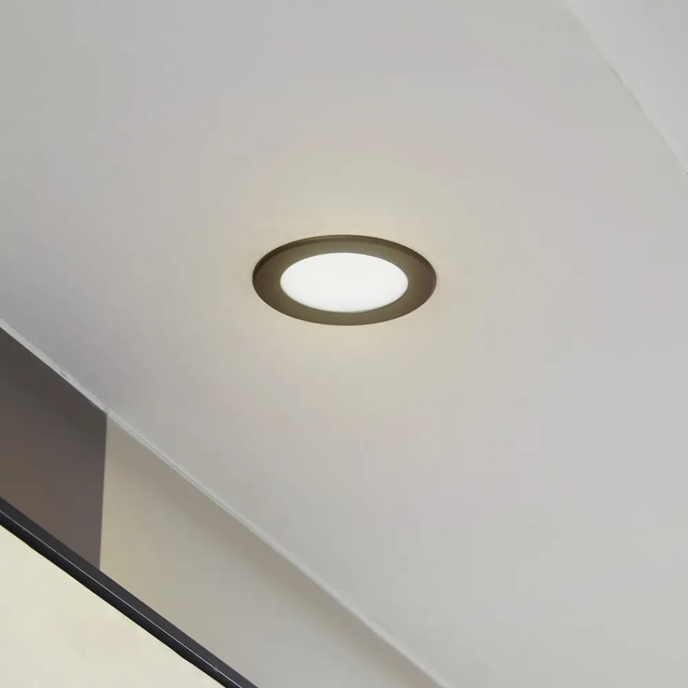 PRIOS LED innfelt spot Rida, svart, Ø 10 cm, CCT, IP44| Downlights