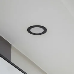 PRIOS LED innfelt spot Rida, svart, Ø 10 cm, CCT, IP44| Downlights