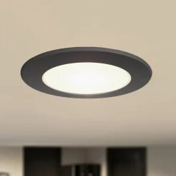 PRIOS LED innfelt spot Rida, svart, Ø 12 cm, CCT, IP44 Online