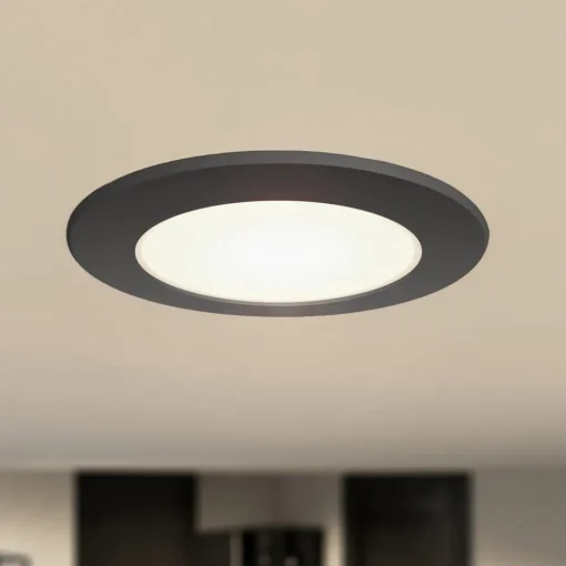 PRIOS LED innfelt spot Rida, svart, Ø 12 cm, CCT, IP44 Online