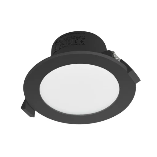 PRIOS LED innfelt spot Rida, svart, Ø 12 cm, CCT, IP44 Online