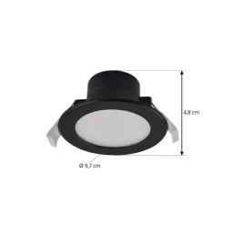 PRIOS LED innfelt spot Rida, svart, Ø 12 cm, CCT, IP44 Online