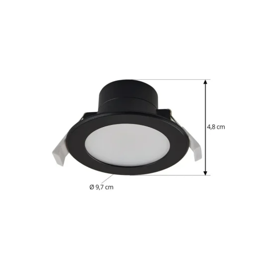 PRIOS LED innfelt spot Rida, svart, Ø 12 cm, CCT, IP44 Online