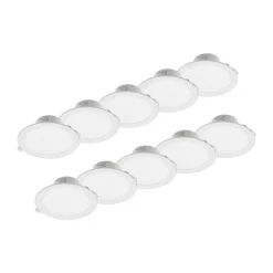 PRIOS LED-innbyggingslampe Rida, 10stk, hvit, 23cm, 25W, CCT, IP44 Outlet
