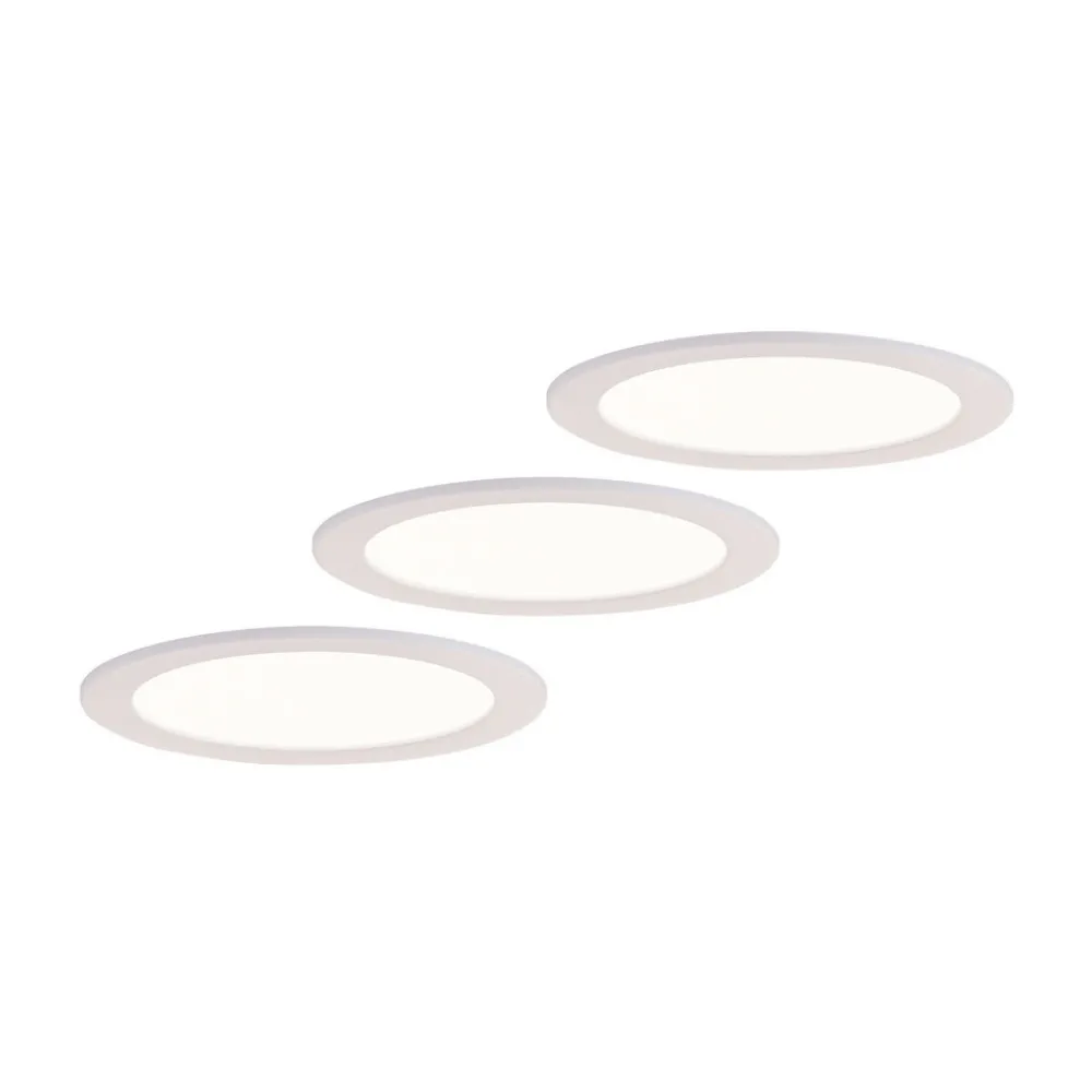 PRIOS LED-innbyggingslampe Cadance, hvit, 22 cm, sett med 3 stk, CCT New