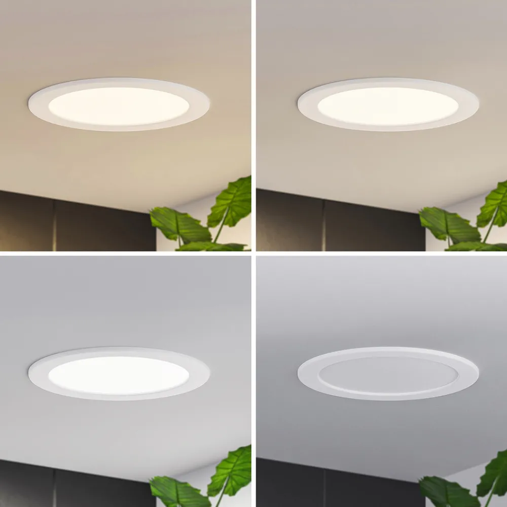 PRIOS LED-innbyggingslampe Cadance, hvit, 22 cm, sett med 3 stk, CCT New