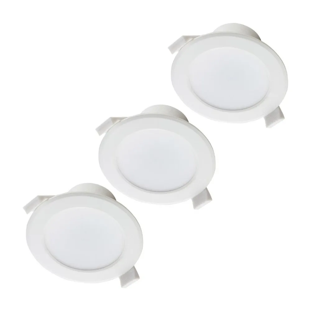 PRIOS LED-innbyggingslampe Rida, sett med 3 stk, hvit, 15 cm, CCT, IP44| Downlights