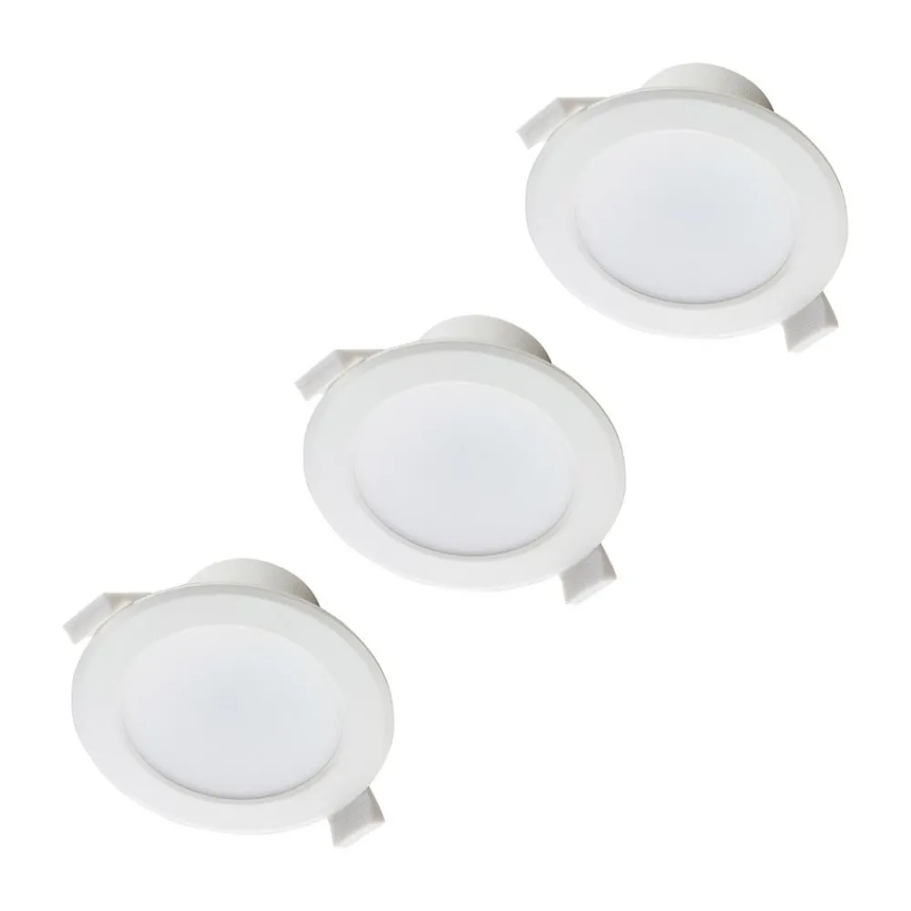 PRIOS LED-innbyggingslampe Rida, 3 enheter, hvit, 23 cm, 30W, CCT, IP44| Downlights