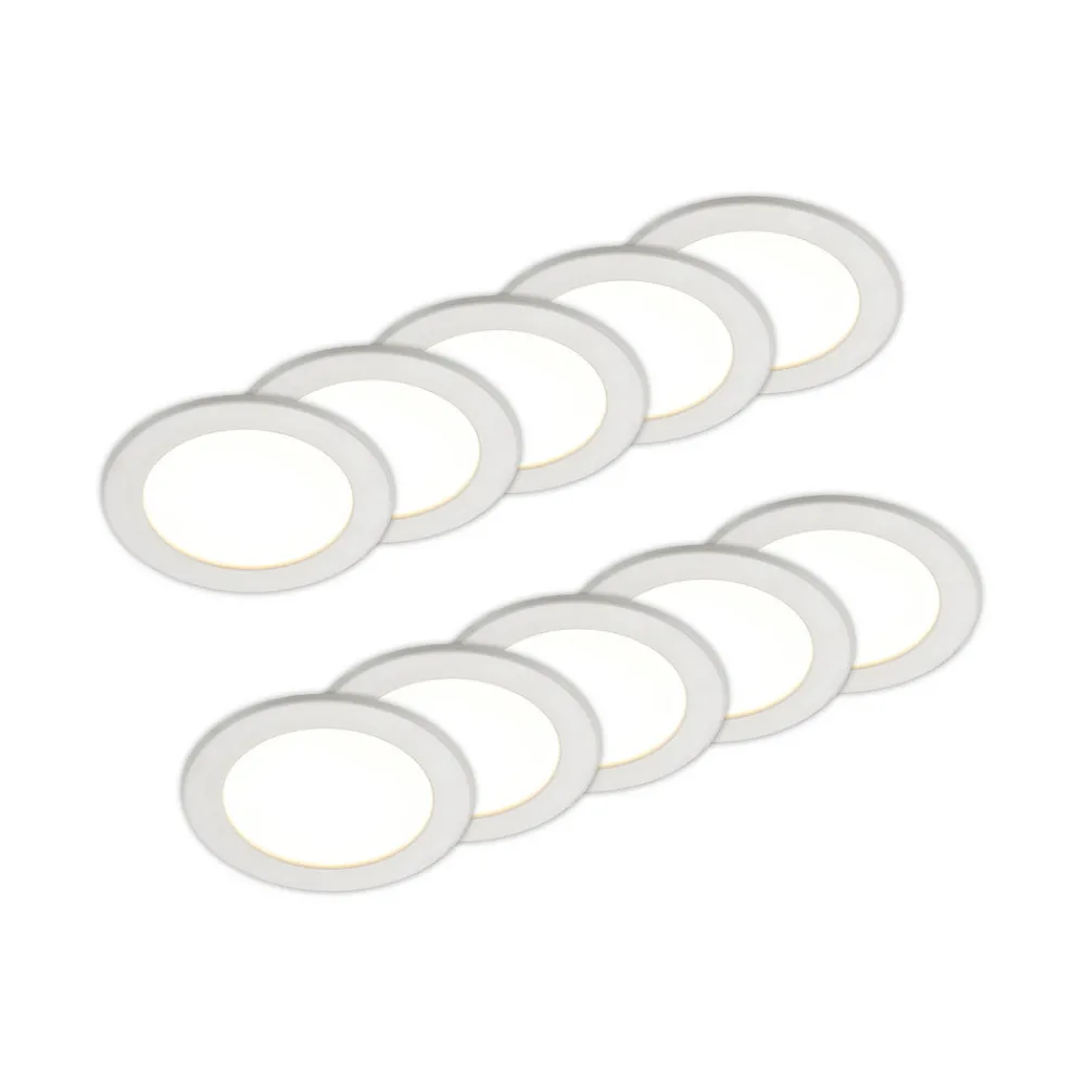PRIOS LED-innbyggingslampe Cadance, hvit, 17 cm, sett med 10 stk, CCT Best