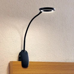 PRIOS LED-klemmelampe Harumi, svart, oppladbart batteri, USB, 51 cm Discount