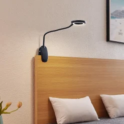 PRIOS LED-klemmelampe Harumi, svart, oppladbart batteri, USB, 51 cm Discount
