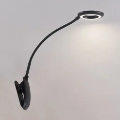 PRIOS LED-klemmelampe Harumi, svart, oppladbart batteri, USB, 51 cm Discount