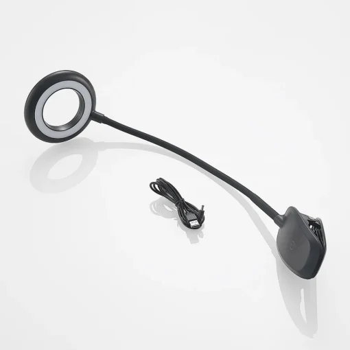 PRIOS LED-klemmelampe Harumi, svart, oppladbart batteri, USB, 51 cm Discount