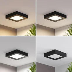 PRIOS LED-taklampe Alette, svart, 12 W, CCT, dimbar Best