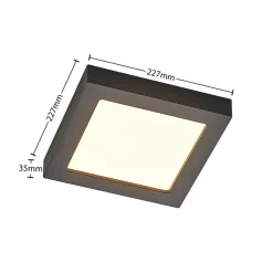 PRIOS LED-taklampe Alette, svart, 18 W, CCT, dimbar Hot