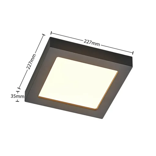 PRIOS LED-taklampe Alette, svart, 18 W, CCT, dimbar Hot
