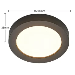 PRIOS LED-taklampe Edwina, svart, 23 cm, CCT, IP44| Led-Innendørs