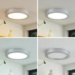 PRIOS LED-taklampe Edwina, sølv, 25 cm, CCT, IP44 Discount