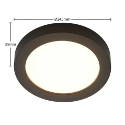 PRIOS LED-taklampe Edwina, svart, 25 cm, CCT, IP44| Led-Innendørs