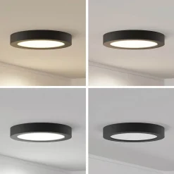 PRIOS LED-taklampe Edwina, svart, 25 cm, CCT, IP44| Led-Innendørs