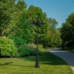 PRIOS LED-utelampe Thorus, 204 cm, svart, 3 lyskilder, IP44| Kommersiell Utebelysning|Gatebelysning Med Sensor