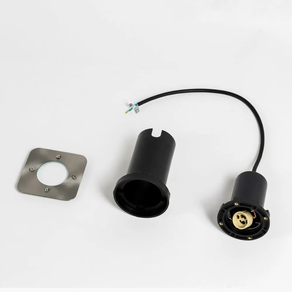 PRIOS Riya nedfelt lampe, kantet, stål| Kommersiell Utebelysning|Nedfelt Utebelysning